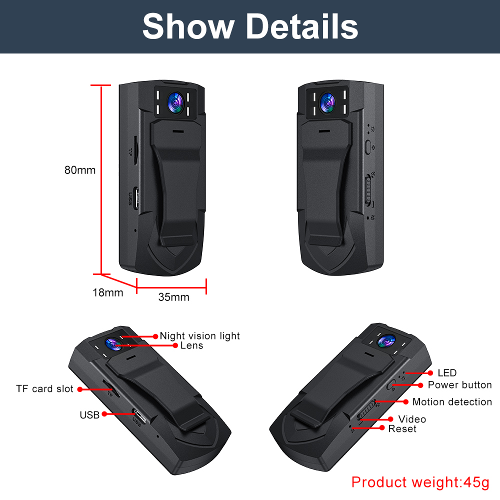 MD33 Body Recorder 1080P Camera